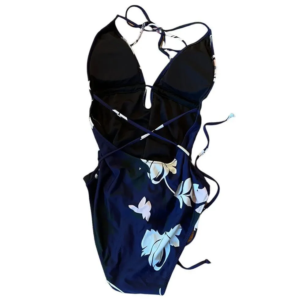 Cupshe Medium One Piece Plunge Floral Neck Swimsuit